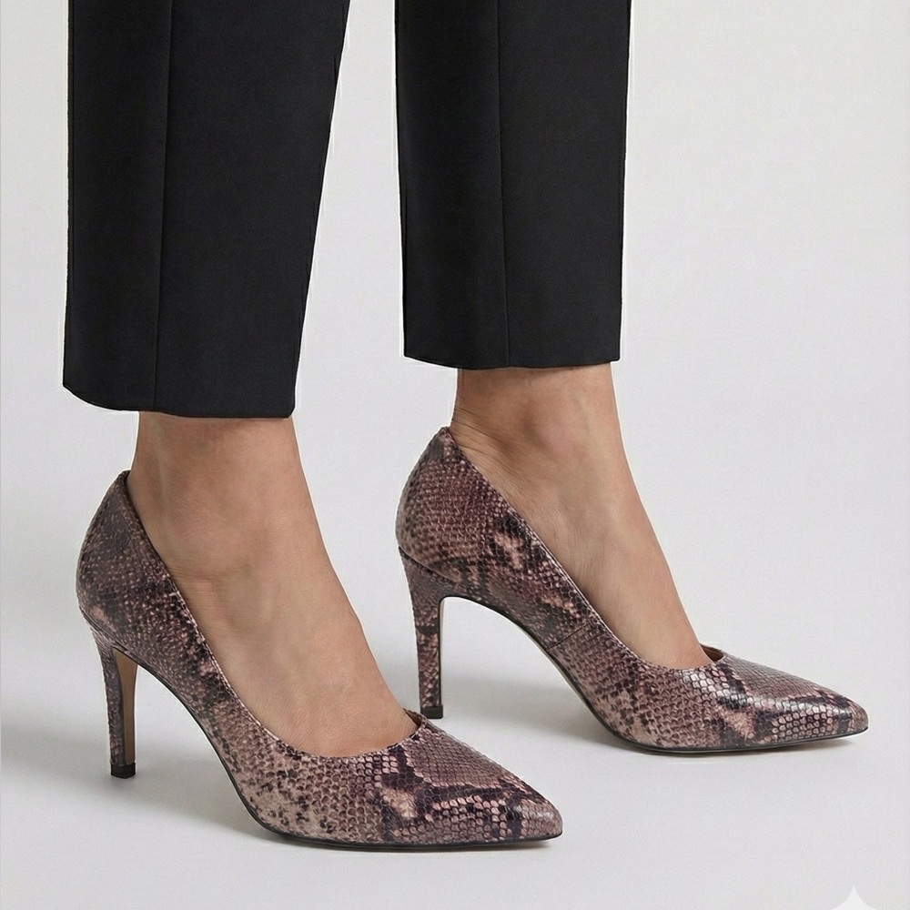Clarks Snakeskin Heels - Gray and Purple